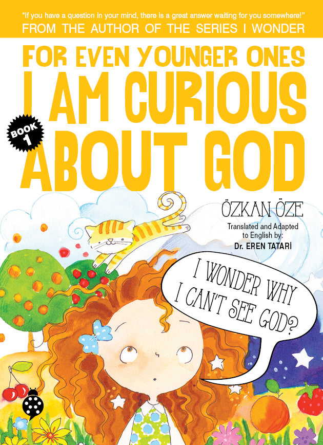 Book cover of 'I Am Curious About God' with a colorful illustration of a girl and text bubbles.