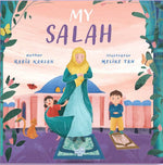 Book cover of 'My Salah' with illustrations of a woman and children on a purple background