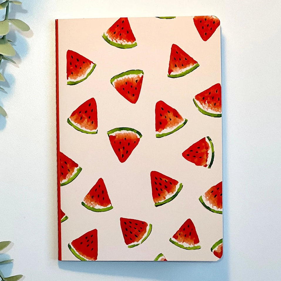 Notebook with watermelon pattern on a light background
