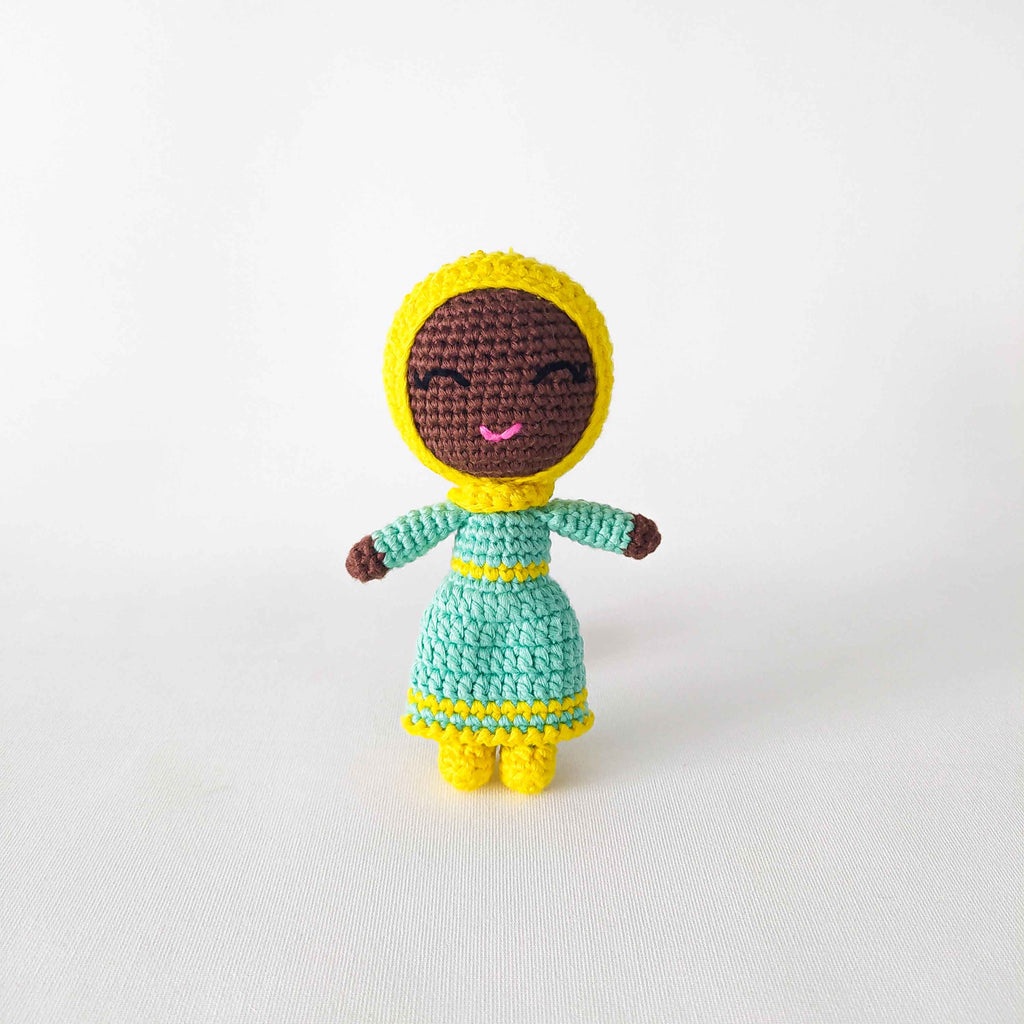 yellow mint hijab dress mini doll amigurumi crochet black